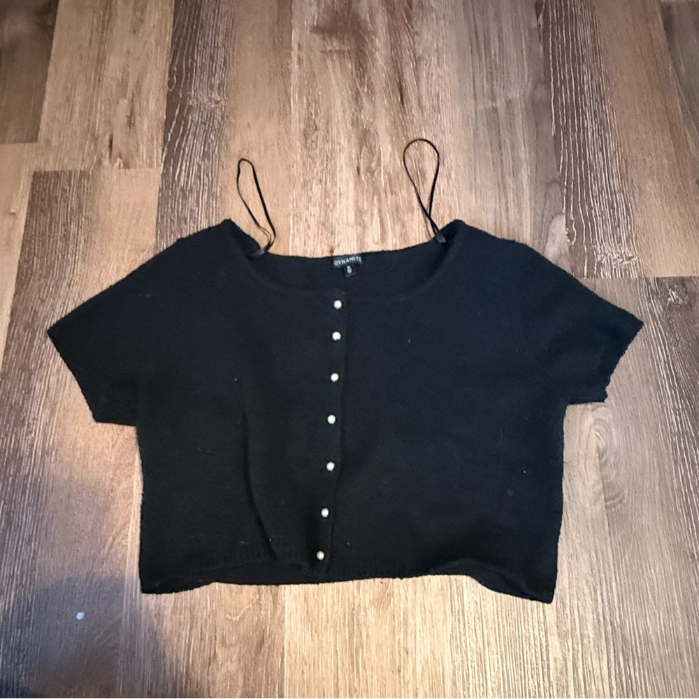 Dynamite Black Buttoned Crop Top